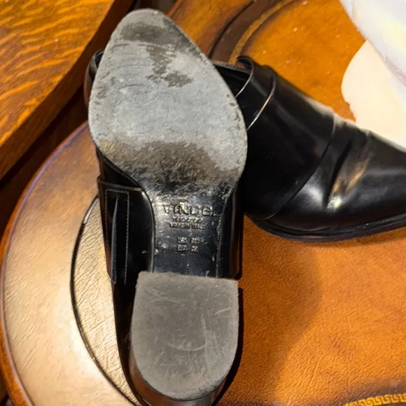 Vince Black Flats with Polished Leather and Strap