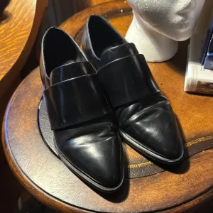 Vince Black Flats with Polished Leather and Strap