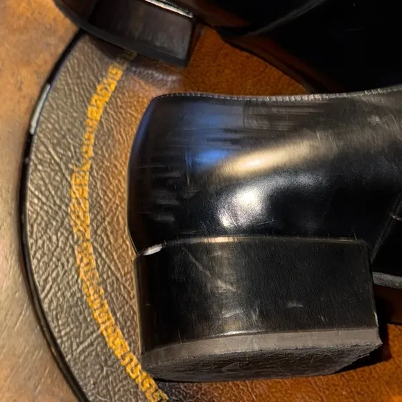 Vince Black Flats with Polished Leather and Strap