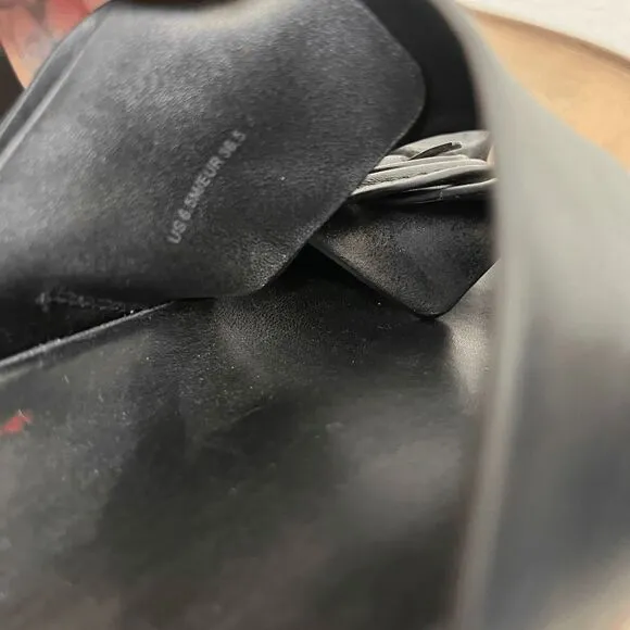 Vince Black Leather Glyn 2-Strap Slip-On Slide Flat Sandals Women's Size 6.5