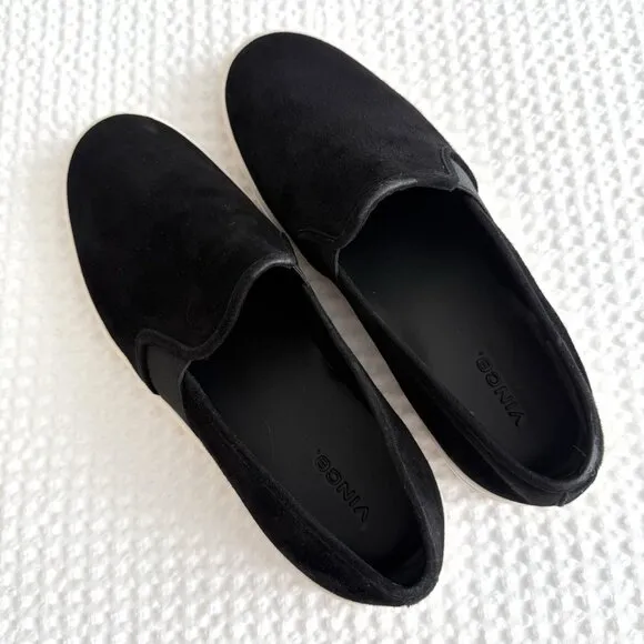 Vince Blair Suede Slip On Loafers Black Womens Size 10 Classic Travel Comfy