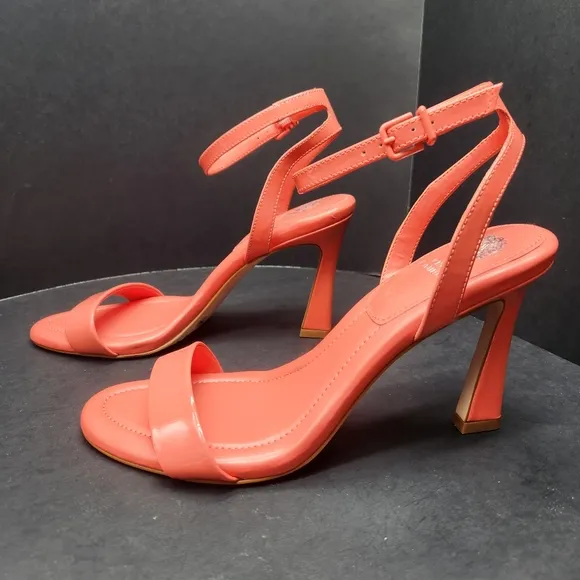 Vince Camuto sandals 10M red coral patent leather Penelopy heels strappy new$100