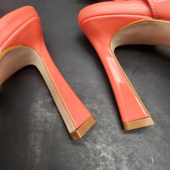 Vince Camuto sandals 10M red coral patent leather Penelopy heels strappy new$100