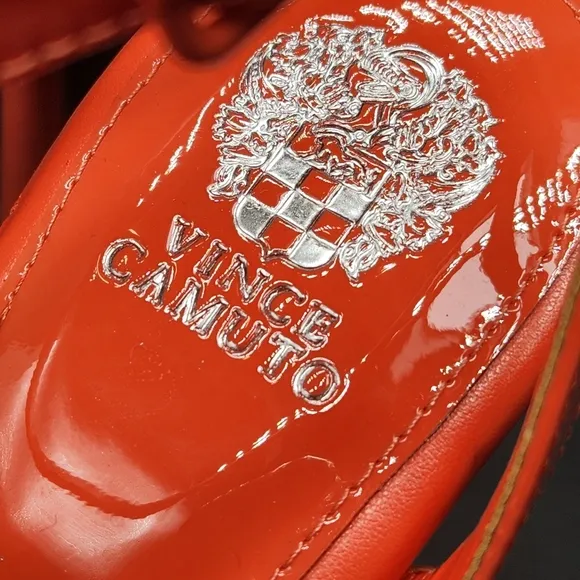 Vince Camuto sandals 10M red coral patent leather Penelopy heels strappy new$100
