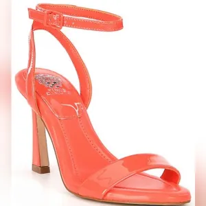 Vince Camuto sandals 10M red coral patent leather Penelopy heels strappy new$100