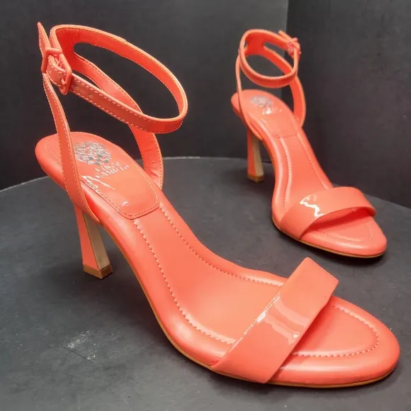 Vince Camuto sandals 10M red coral patent leather Penelopy heels strappy new$100
