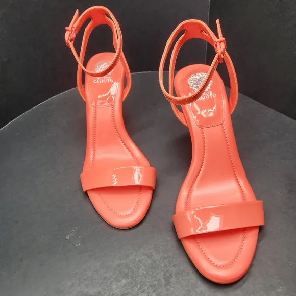 Vince Camuto sandals 10M red coral patent leather Penelopy heels strappy new$100
