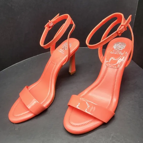 Vince Camuto sandals 10M red coral patent leather Penelopy heels strappy new$100