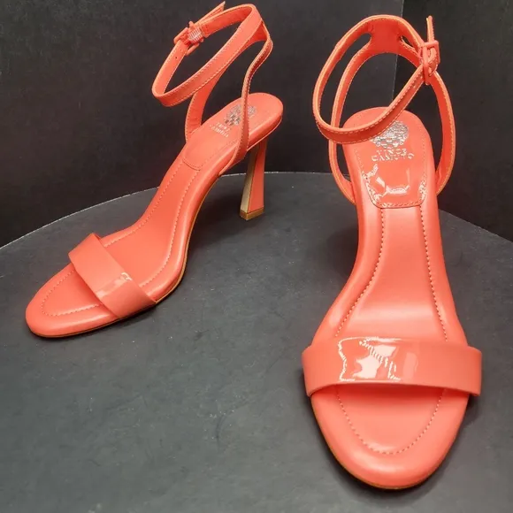 Vince Camuto sandals 10M red coral patent leather Penelopy heels strappy new$100