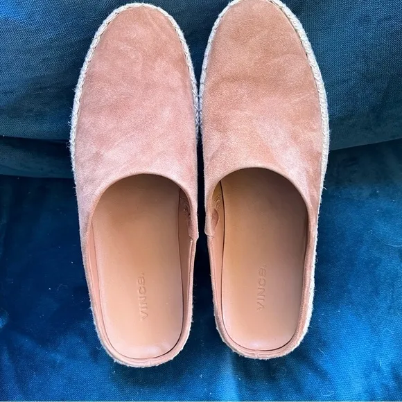 VINCE Ulla Hemp Leather Espadrille Platform Tan Mules SIZE 9.5 NWOT $230. NICE!
