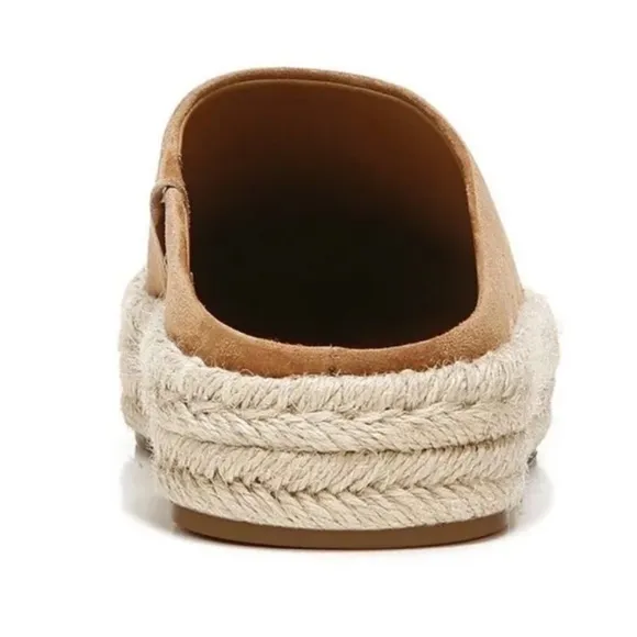 VINCE Ulla Hemp Leather Espadrille Platform Tan Mules SIZE 9.5 NWOT $230. NICE!