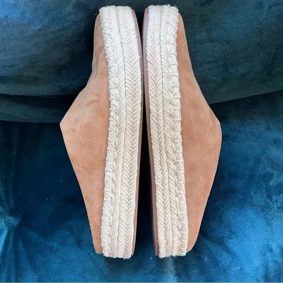VINCE Ulla Hemp Leather Espadrille Platform Tan Mules SIZE 9.5 NWOT $230. NICE!