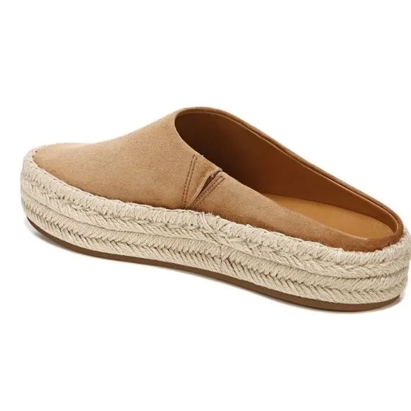 VINCE Ulla Hemp Leather Espadrille Platform Tan Mules SIZE 9.5 NWOT $230. NICE!