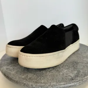Vince Warren Slip On Platform Sneakers Black Leather Suede White 7