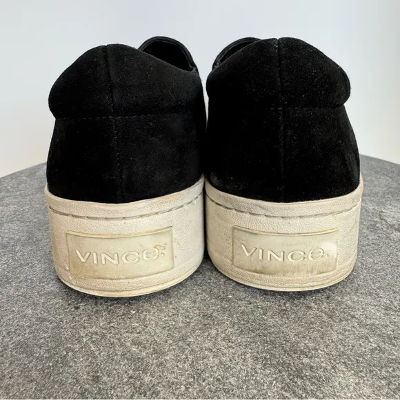 Vince Warren Slip On Platform Sneakers Black Leather Suede White 7