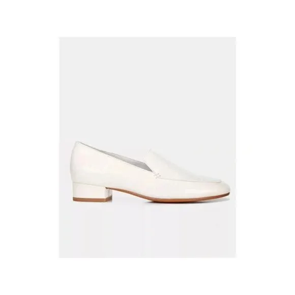 VINCE. Womens Cream Ivory Fauna Toe Block Heel Slip On Leather Loafers 7 M