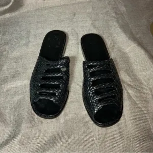 Vintage Brighton Octavia Woven Black Flat Sandals Size 8.5M