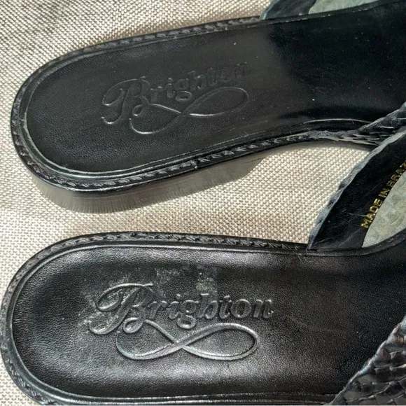 Vintage Brighton Octavia Woven Black Flat Sandals Size 8.5M