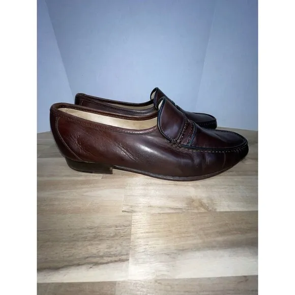 Vintage Bruno Magli Lido Brown Leather Loafers Size 8.5 N