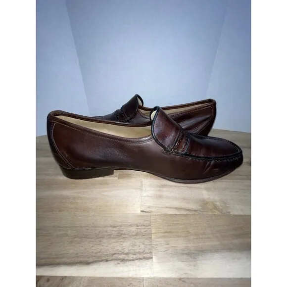 Vintage Bruno Magli Lido Brown Leather Loafers Size 8.5 N
