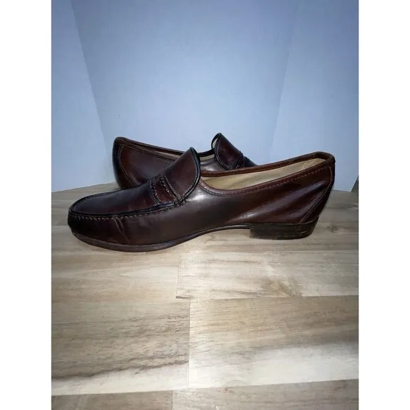 Vintage Bruno Magli Lido Brown Leather Loafers Size 8.5 N