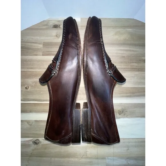 Vintage Bruno Magli Lido Brown Leather Loafers Size 8.5 N