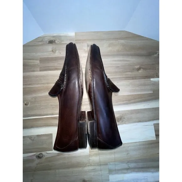 Vintage Bruno Magli Lido Brown Leather Loafers Size 8.5 N