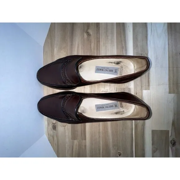 Vintage Bruno Magli Lido Brown Leather Loafers Size 8.5 N