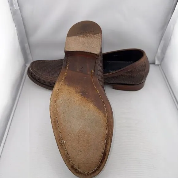 VINTAGE Cole Haan Brown Basket Weave Leather Dress Loafers Men's Size 10.5 EUC
