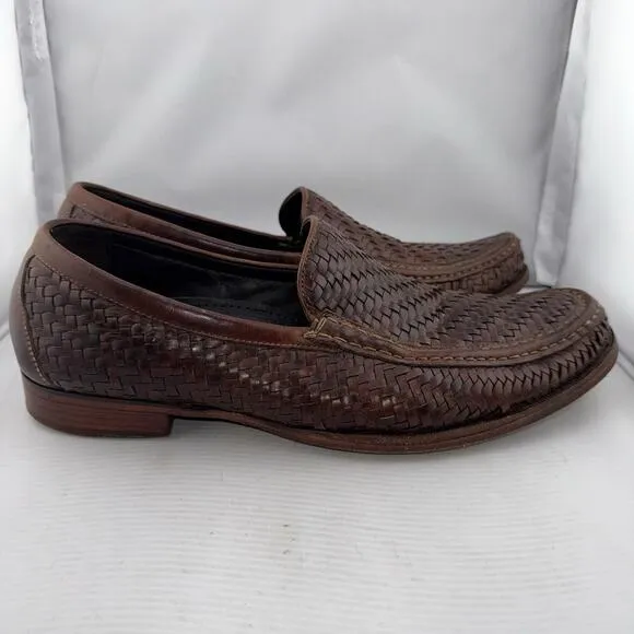 VINTAGE Cole Haan Brown Basket Weave Leather Dress Loafers Men's Size 10.5 EUC