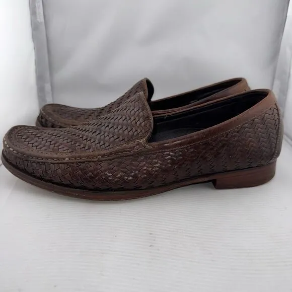 VINTAGE Cole Haan Brown Basket Weave Leather Dress Loafers Men's Size 10.5 EUC