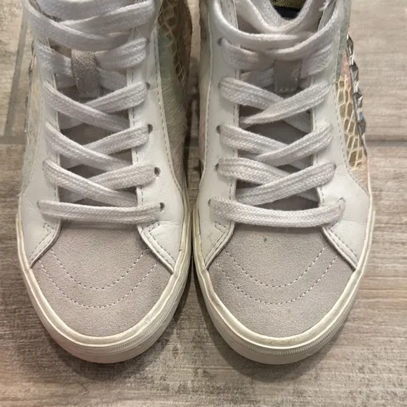 Vintage Havana High-Top Sneakers with Star Accents Calf Hair