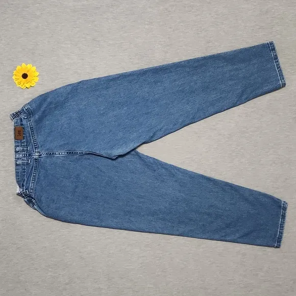 Vintage Lee Elastic Waist High Rise Tapered Leg Baggy Relaxed &quot;Mom&quot; Jeans