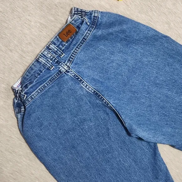 Vintage Lee Elastic Waist High Rise Tapered Leg Baggy Relaxed &quot;Mom&quot; Jeans
