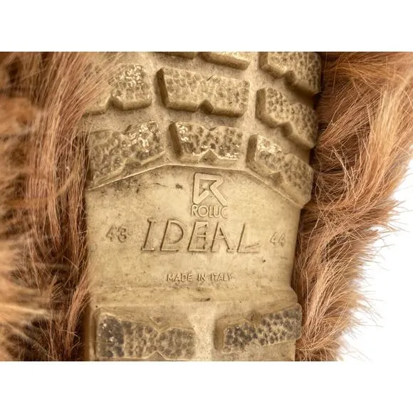 Vintage Roluc Ideal Open Country Brown Yeti Goat Fur Ski Snow Boots 43/44