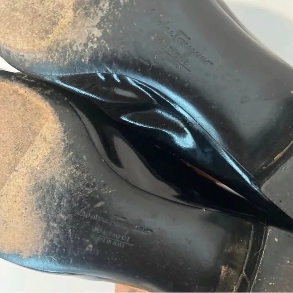 Vintage Salvatore Ferragamo Classic Black Tasseled Heeled Loafers