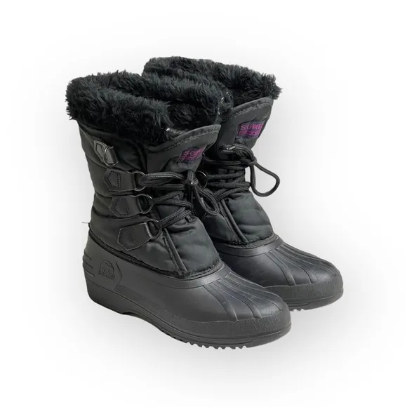 Vintage: Sorel x Kaufman ★ Canada Nylon Snow Waterproof Duck Boots ★ Black ★ 6M
