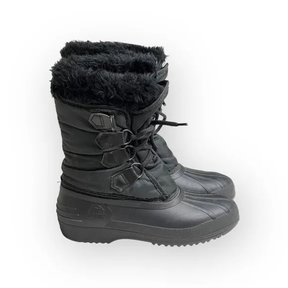 Vintage: Sorel x Kaufman ★ Canada Nylon Snow Waterproof Duck Boots ★ Black ★ 6M