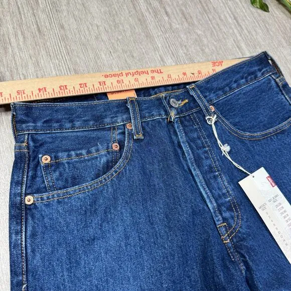 Vintage Y2K Levi’s 501 Women’s Jeans Raw Hem Button Fly Dark Wash DEADSTOCK NWT