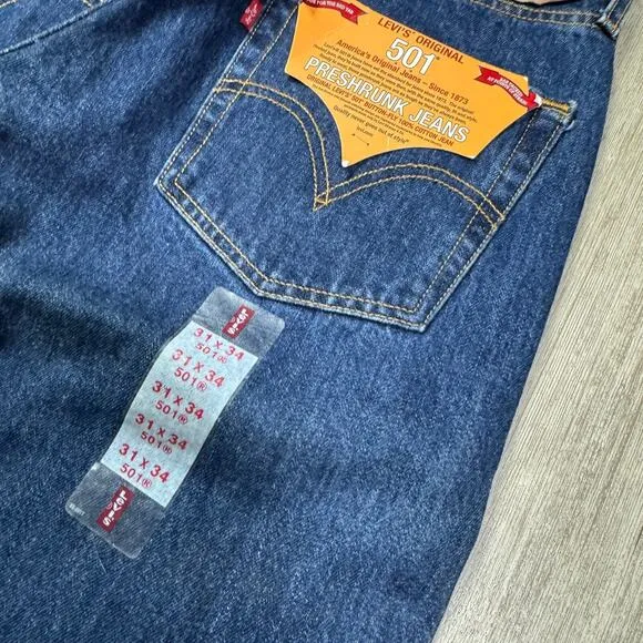 Vintage Y2K Levi’s 501 Women’s Jeans Raw Hem Button Fly Dark Wash DEADSTOCK NWT