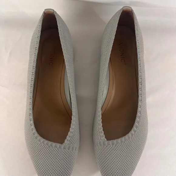 Vionic Dahila Women's Ballet Flats Size 10 Pointed Toe Skimmer Shoes Light Grey