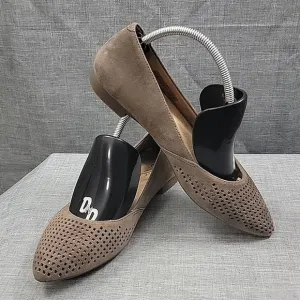 Vionic Gem Posey Taupe Perforated Suede Flats Pointed Toe sz 6.5