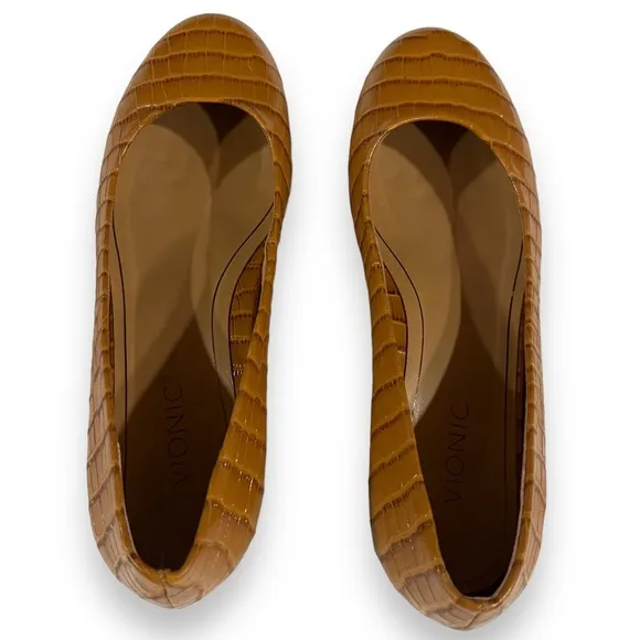 Vionic Hannah Women’s Ballet Flats Espresso Croc Prints Size 6