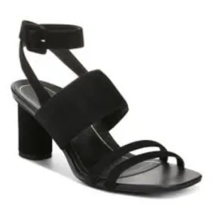 Vionic Suede Yasmin Heeled Black Sandals size 8.5