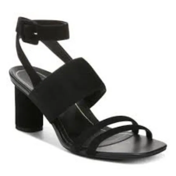 Vionic Suede Yasmin Heeled Black Sandals size 8.5