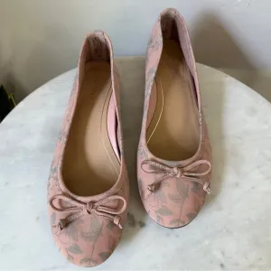 Vionic Womens Callisto Peach Blush Pink Botanical floral Leather Ballet Flats 8