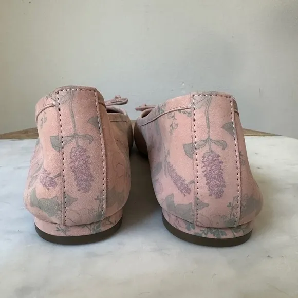 Vionic Womens Callisto Peach Blush Pink Botanical floral Leather Ballet Flats 8