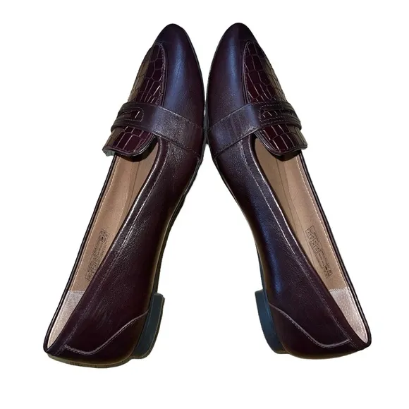 VIONIC Women’s Savannah Burgundy Wine Leather Loafer Flats Pointed Toe Size 7