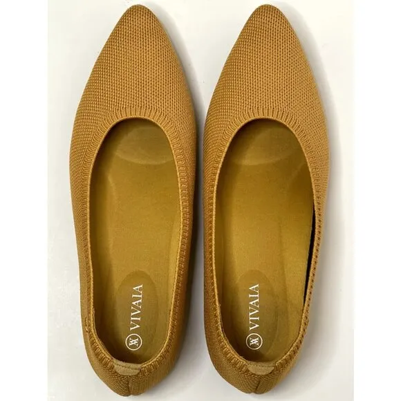 Vivaia | Aria Walker Lightweight Pointed-Ballet Flats in Ginger Yellow