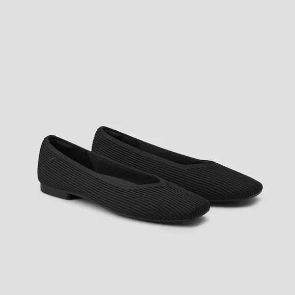 VIVAIA Knit Pointed-Toe Flats Comfortable Everyday Shoes Black EU/38 US/7,7.5